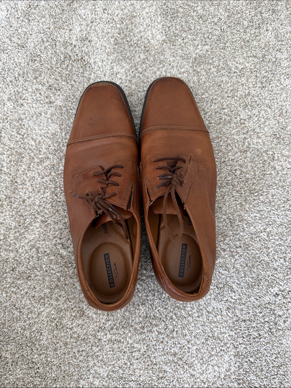 Clarks Men's Tan Brown Leather Lace-Up Oxfords